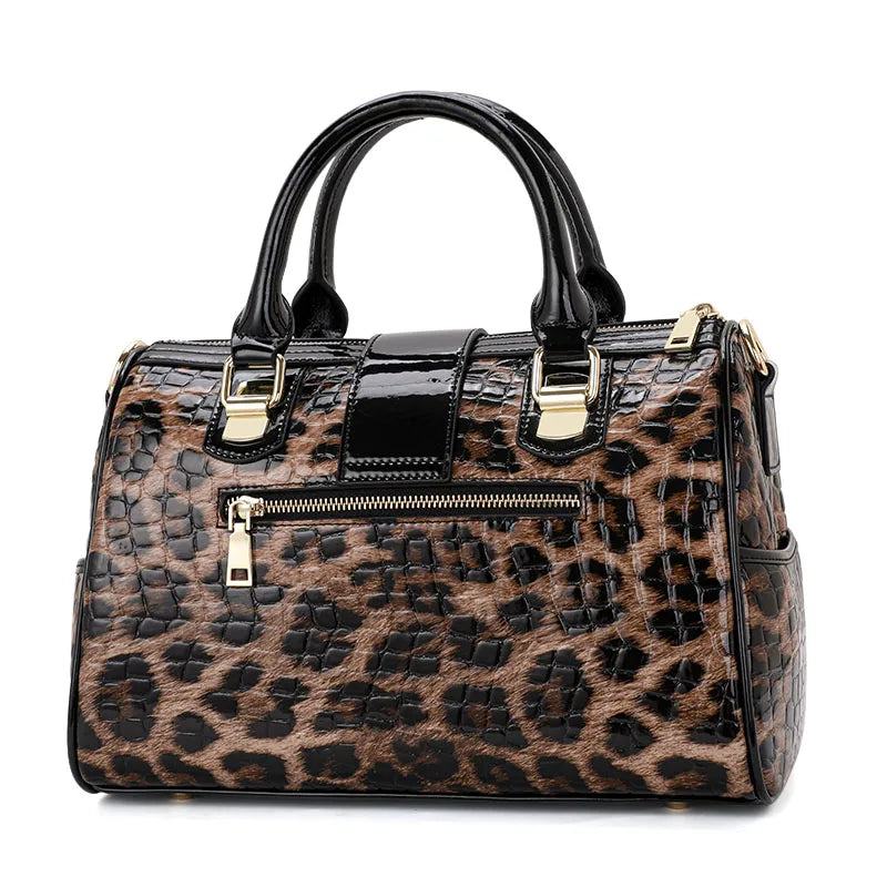 Aidrani Classic Leopard Pattern Genuine Leather Women's Bag Large Capacity Women's Handbag Cowhide Shoulder Bag