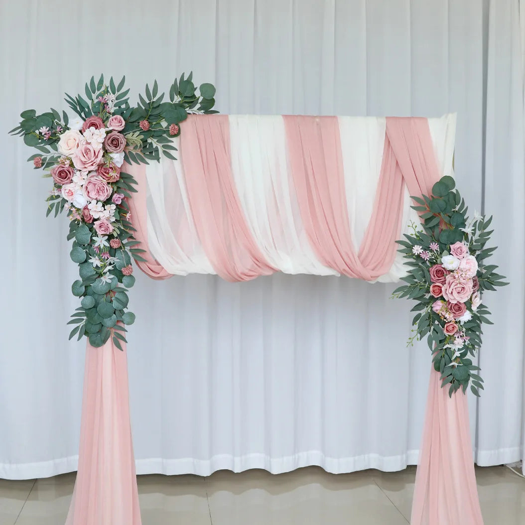 YeeNanee Deluxe Wedding Arch Flowers White Red Artificial Floral Swags for Country Wedding Ceremony Arbor Backdrop Decoration