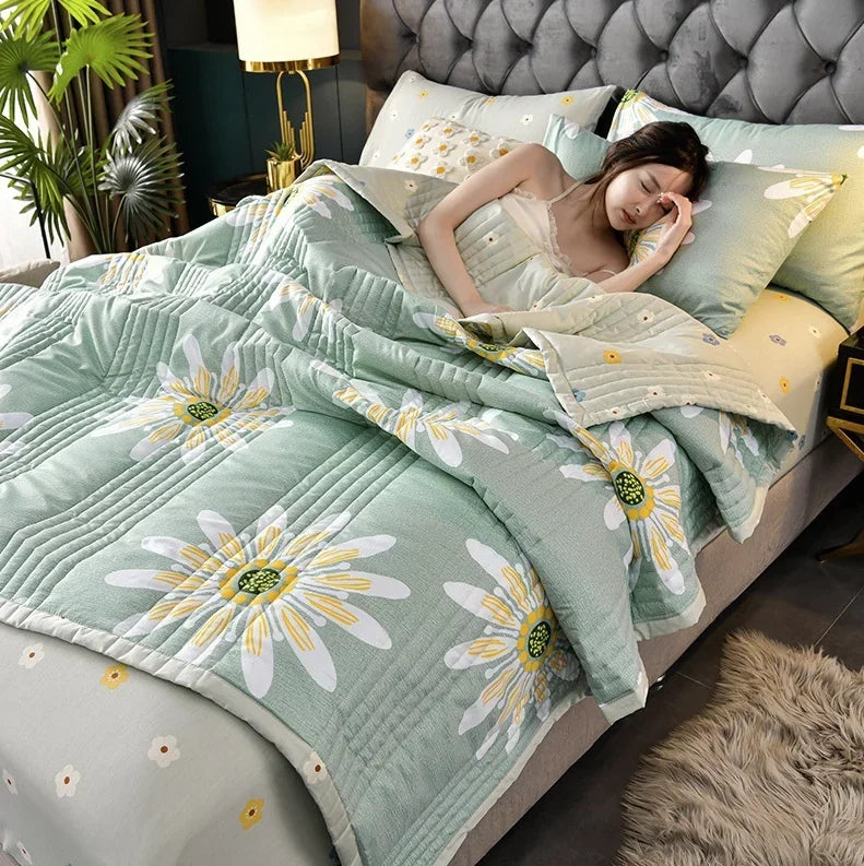 Summer Cool Quilt Air Conditioner Washed Cotton Quilt Student Single Summer Dormitory Spring and Autumn Thin Summer Quilt