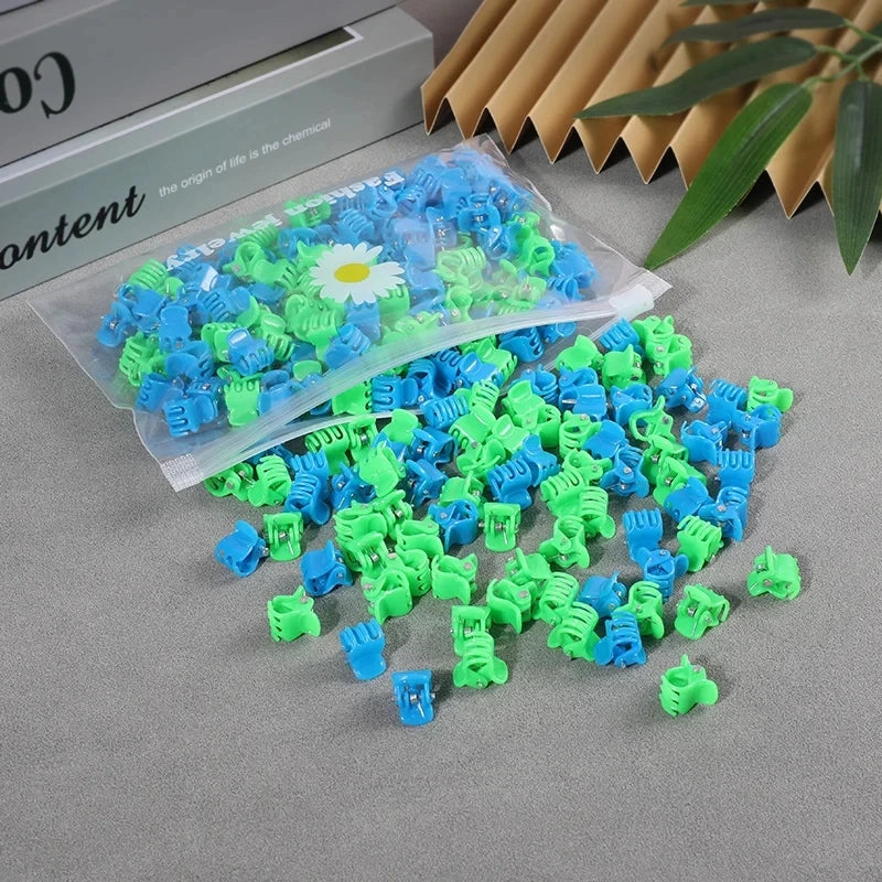 50pcs Girls Small Hair Claw Clips Colorful Plastic Clips Hairpin Flower Heart Mini Multi-Shape Hair Claw Kids Hair Accessories