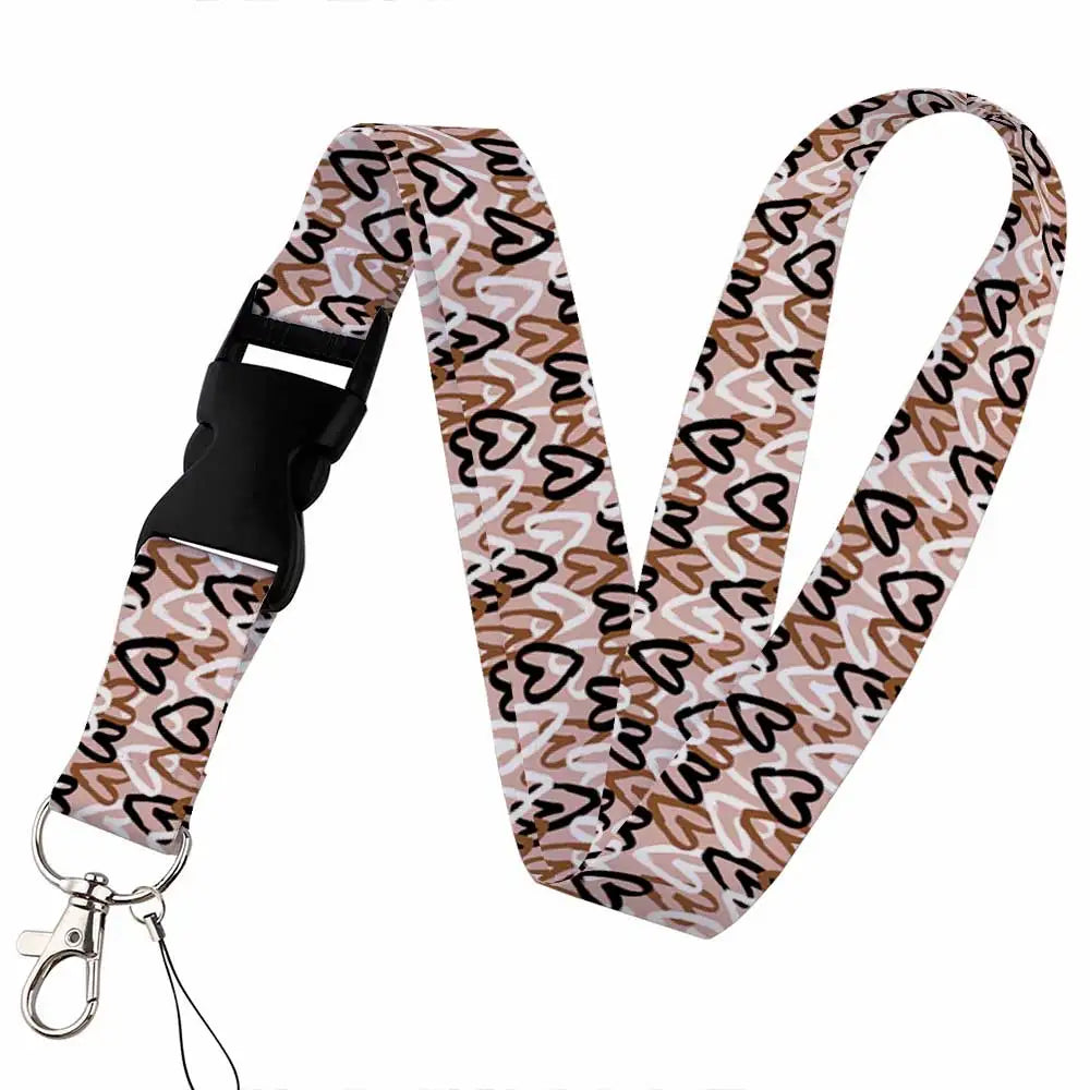 Tejesa Beautiful heart-shaped Lanyard Keys Chain Badge Holder ID Credit Card Pass Hang Rope Lariat Mobile Phone Charm Accessories Gifts