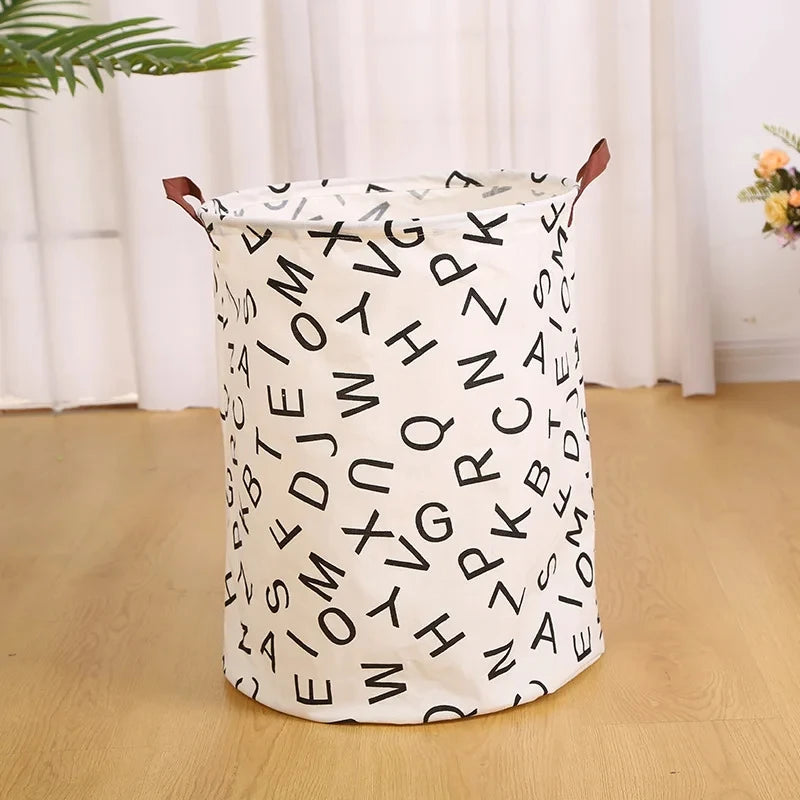 FHemasa Foldable Laundry Basket Storage Bucket Cotton Linen Fabric White Black Waterproof Dirty Laundry Toy Storage Basket Dirty Clothes