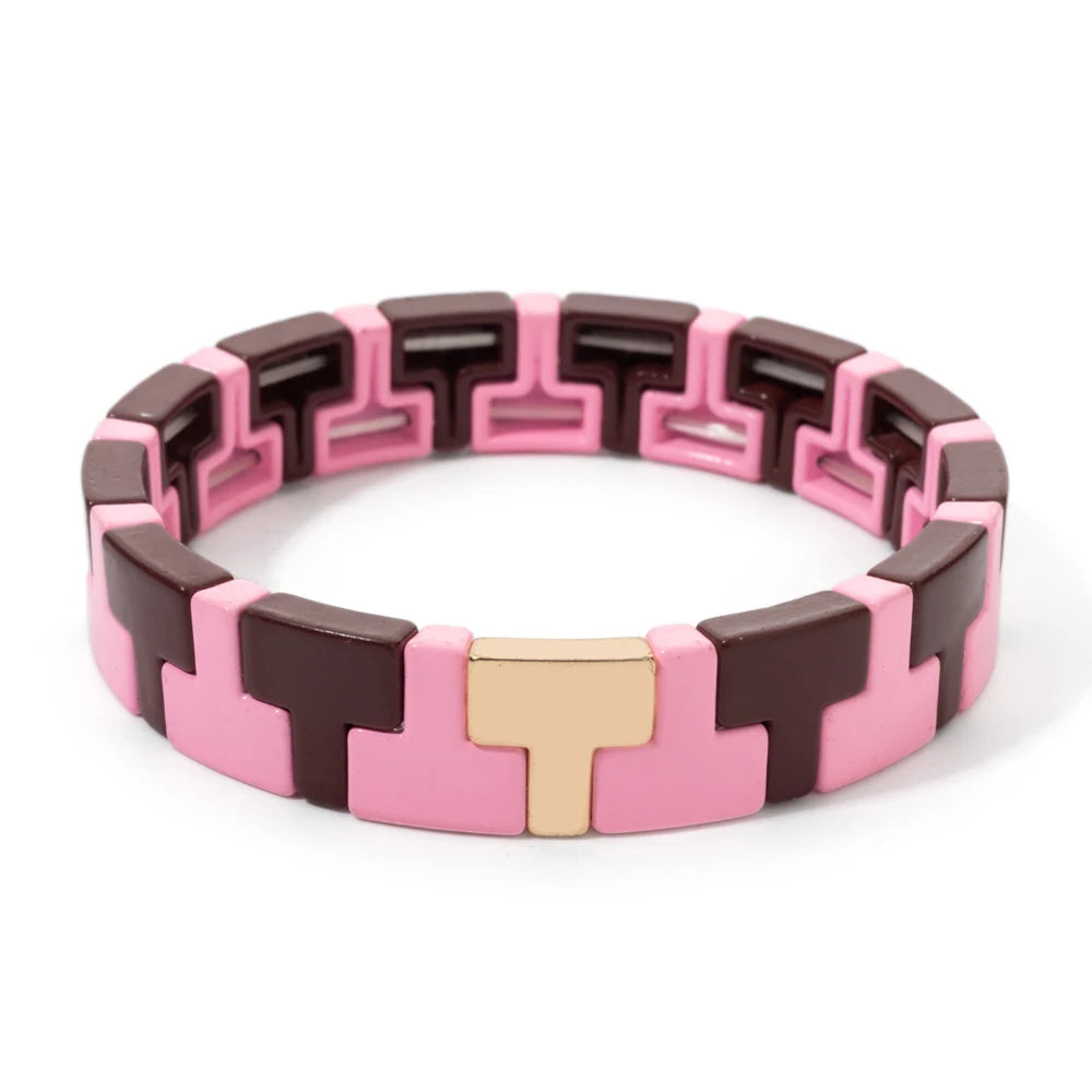 Hemasa  Enamel Colorful Enamel  Beaded Elastic Bangle Bracelet for women/Girls