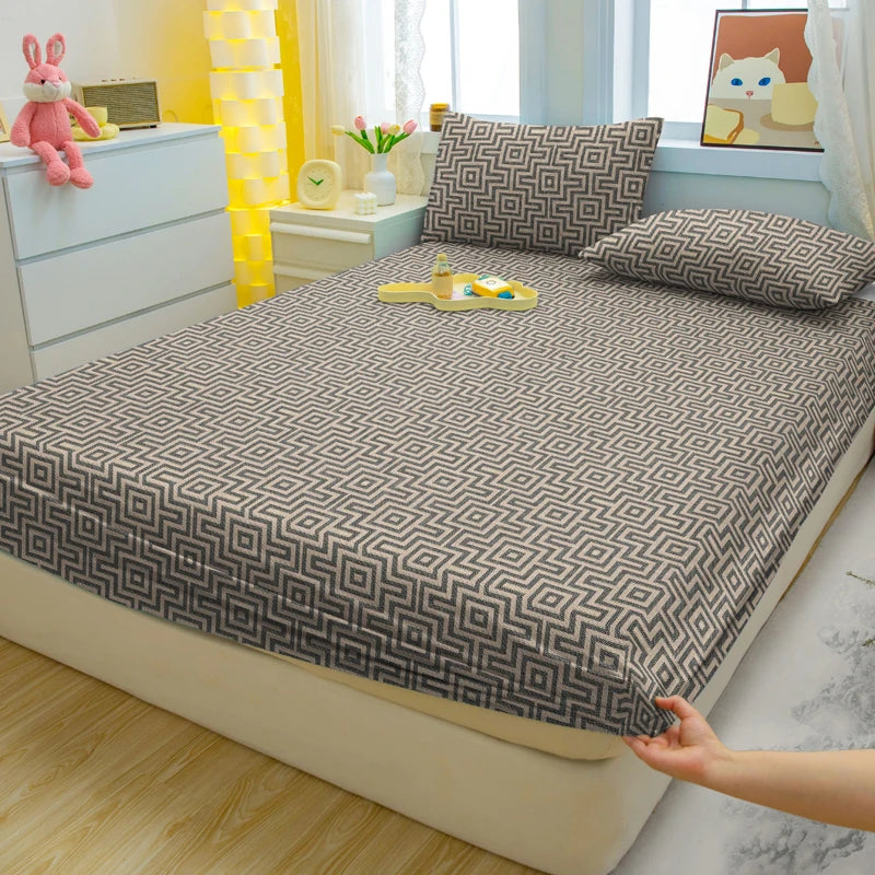 Tejesa 1 Simple modern printed matte Fitted Sheet, bedroom printed bed cover, bedding (excluding pillowcases)