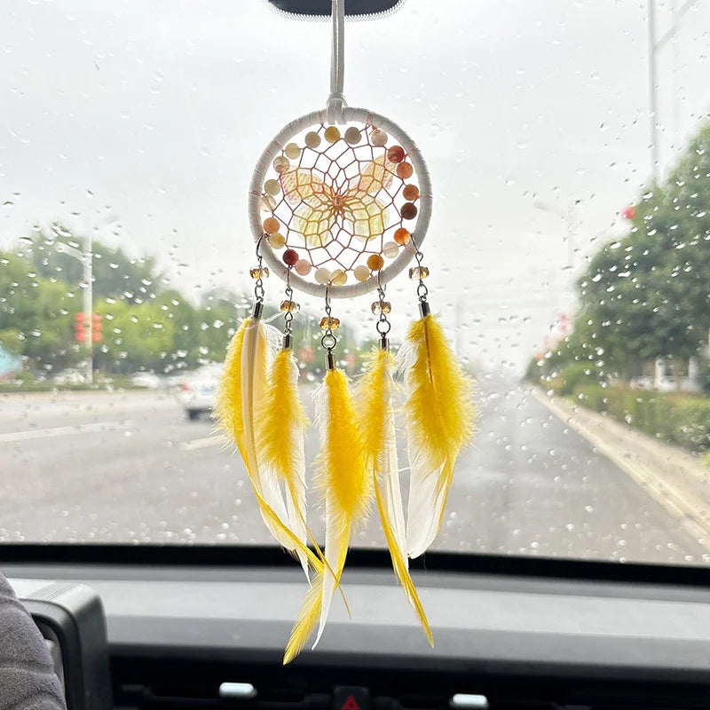 Hemasa  Hand-woven Butterfly Wind Chimes Dream Catcher Car Hanging Ornaments Birthday Festival Gifts
