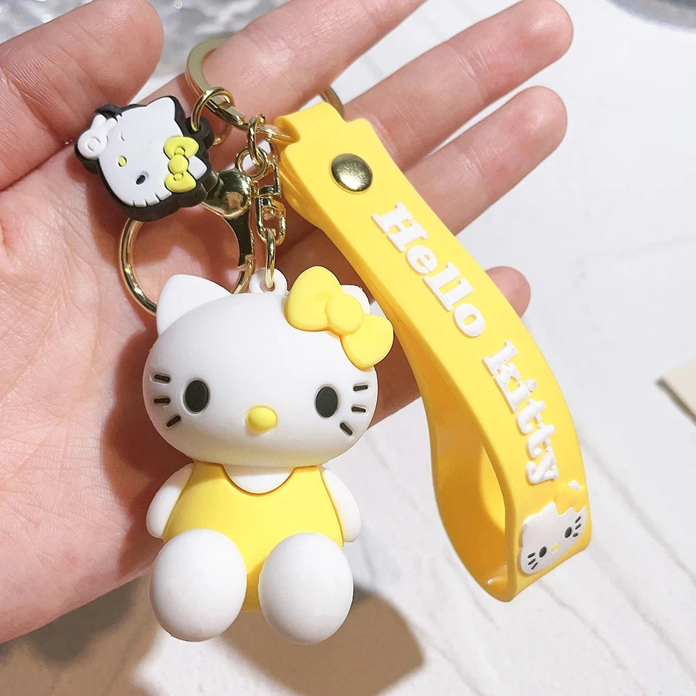 Kawaii Sanrio Hello Kitty Keychain Cartoon Doll Cute Kitty Pvc Key Chain Soft Rubber Car Key Ring Women Bag Pendant Girl Gift