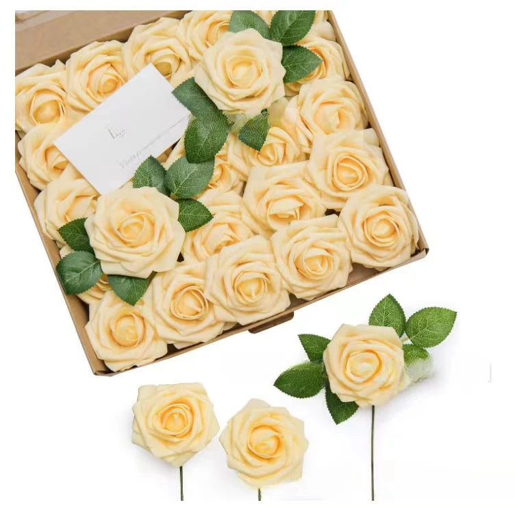Rose Artificial Flowers 15/25/100pcs Foam Fake Roses Wedding Bouquets Centerpieces Mothers Day Valentines Gifts Party Decoration