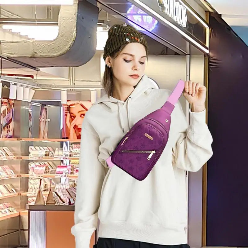 Hemasa Womens Sling Bags Crossbody Crossbody Bag Chest Bag Waterproof Oxford Cloth Crossbody Purse With Earphone Hole Sling Bag Daypack