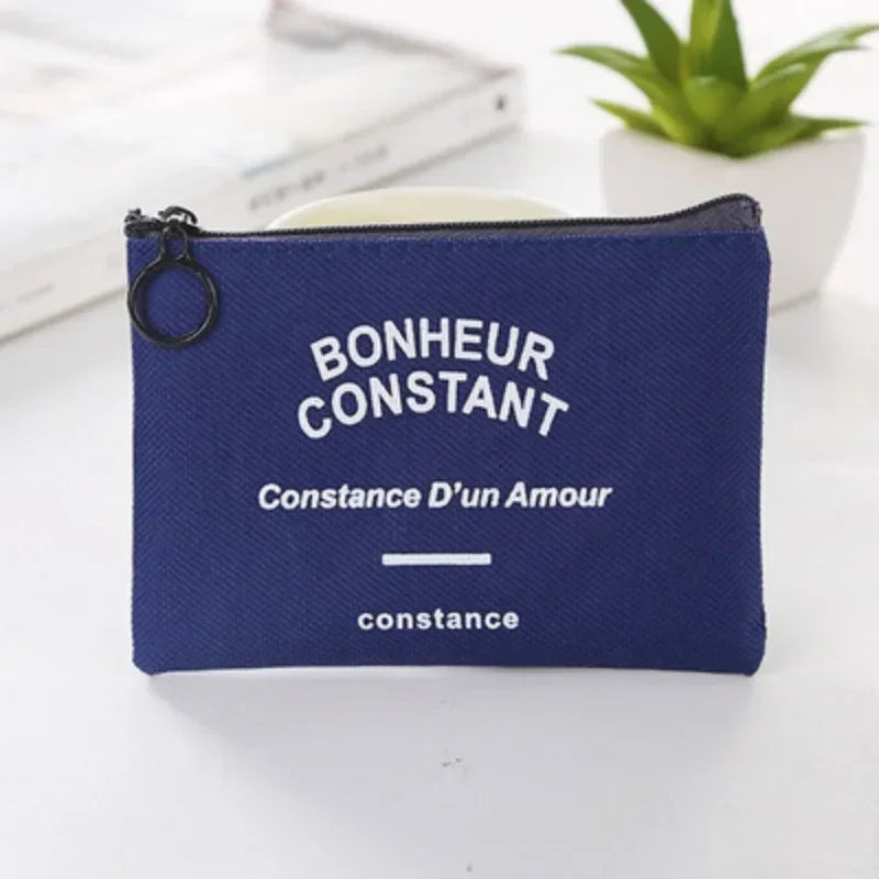 Fabric Coin Wallet Storage Bag Student Portable Coin Bag Mini Striped Small Square Bag Zipper Canvas Small Purse
