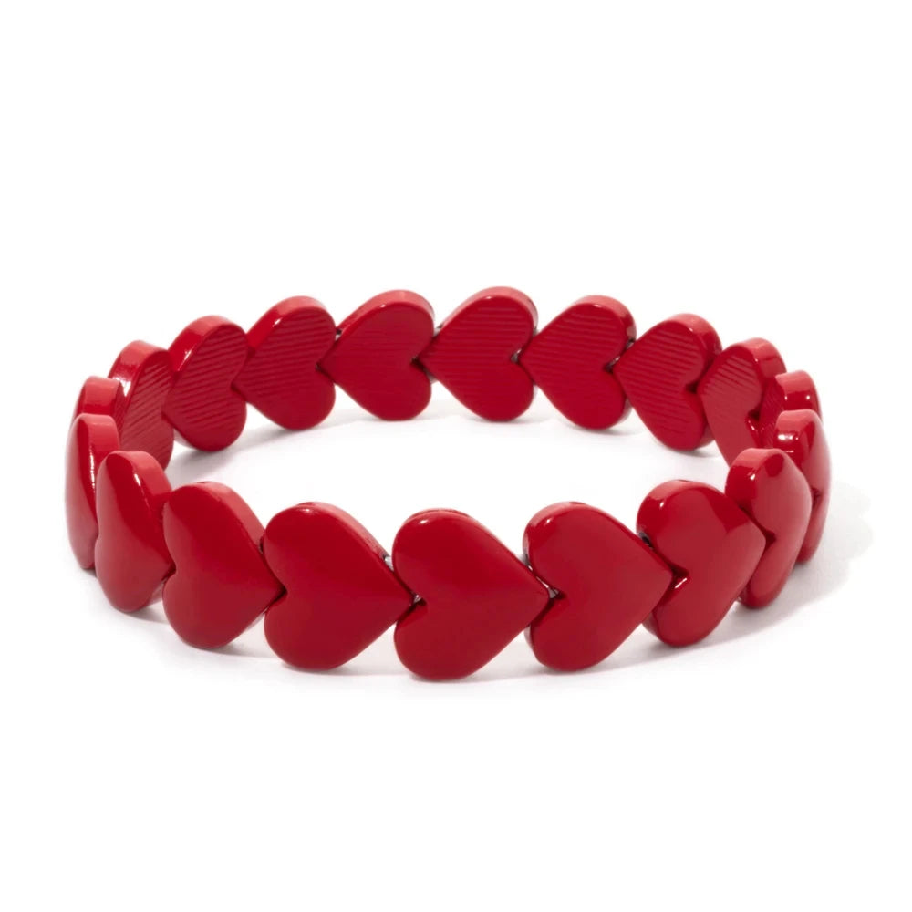 Tejesa  Gold Color  Pink Red Heart Charm  Couple Bangle   Bracelet For Women