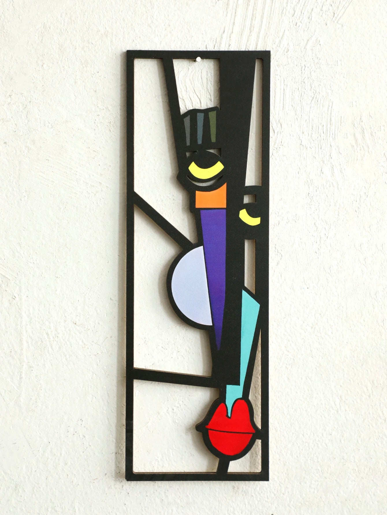 Abstract Wooden Wall Hanging Boho Modern Geometric Face Design Hanging Decor for Boho Home Decor, Living Room, Bedroom, Office