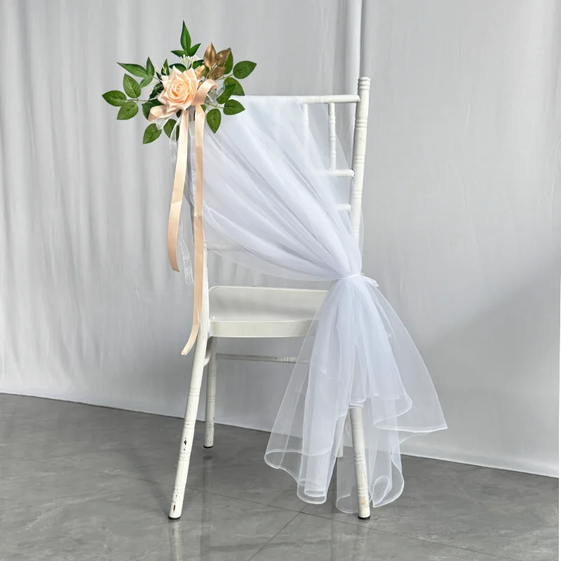 YeeNanee 8pcs Wedding Chair Decoration Flowers Artificial Rose Eucalyptus Pew Flowers for Wedding Ceremony Aisle Church Decor