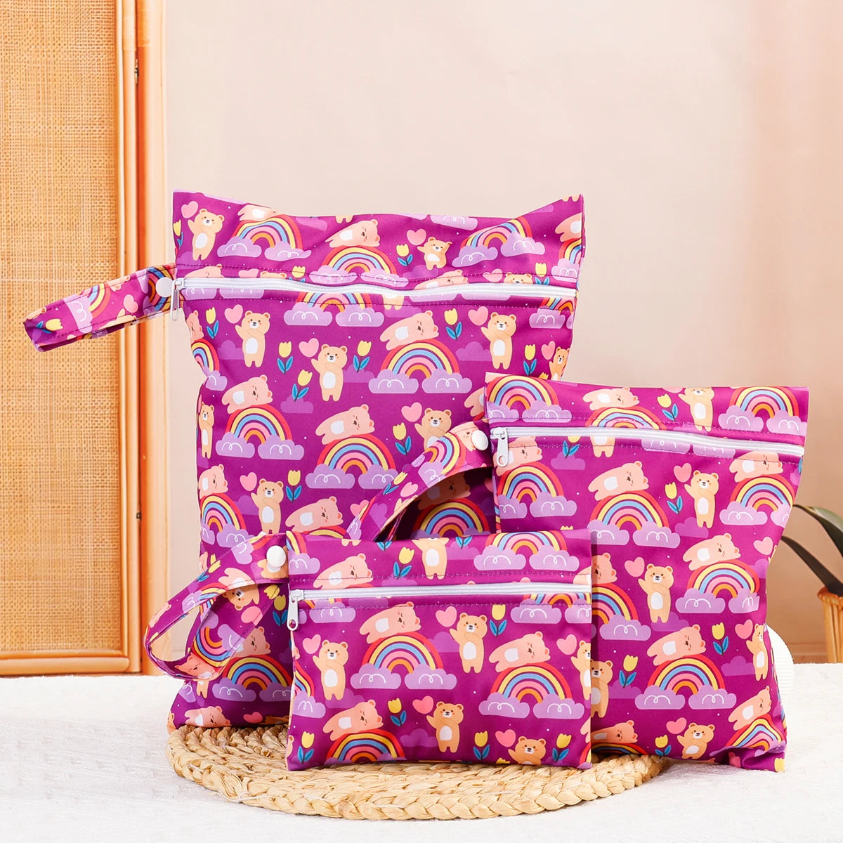 Tejesa 3pcs Set Washable Reusable Baby Blanket Storage Bag /Easy Carry Multifunctional Travel Bag