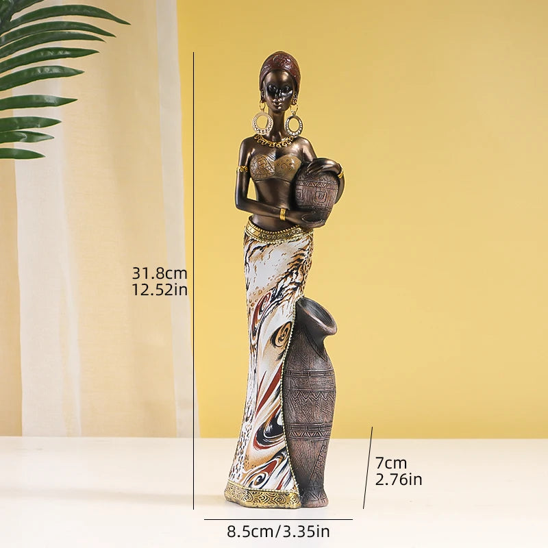 Hemasa African Style Resin Craft Figurines/ Black Woman Art Sculpture for Bedroom/Living Room/Bar Cabinet/ Entryway Decor