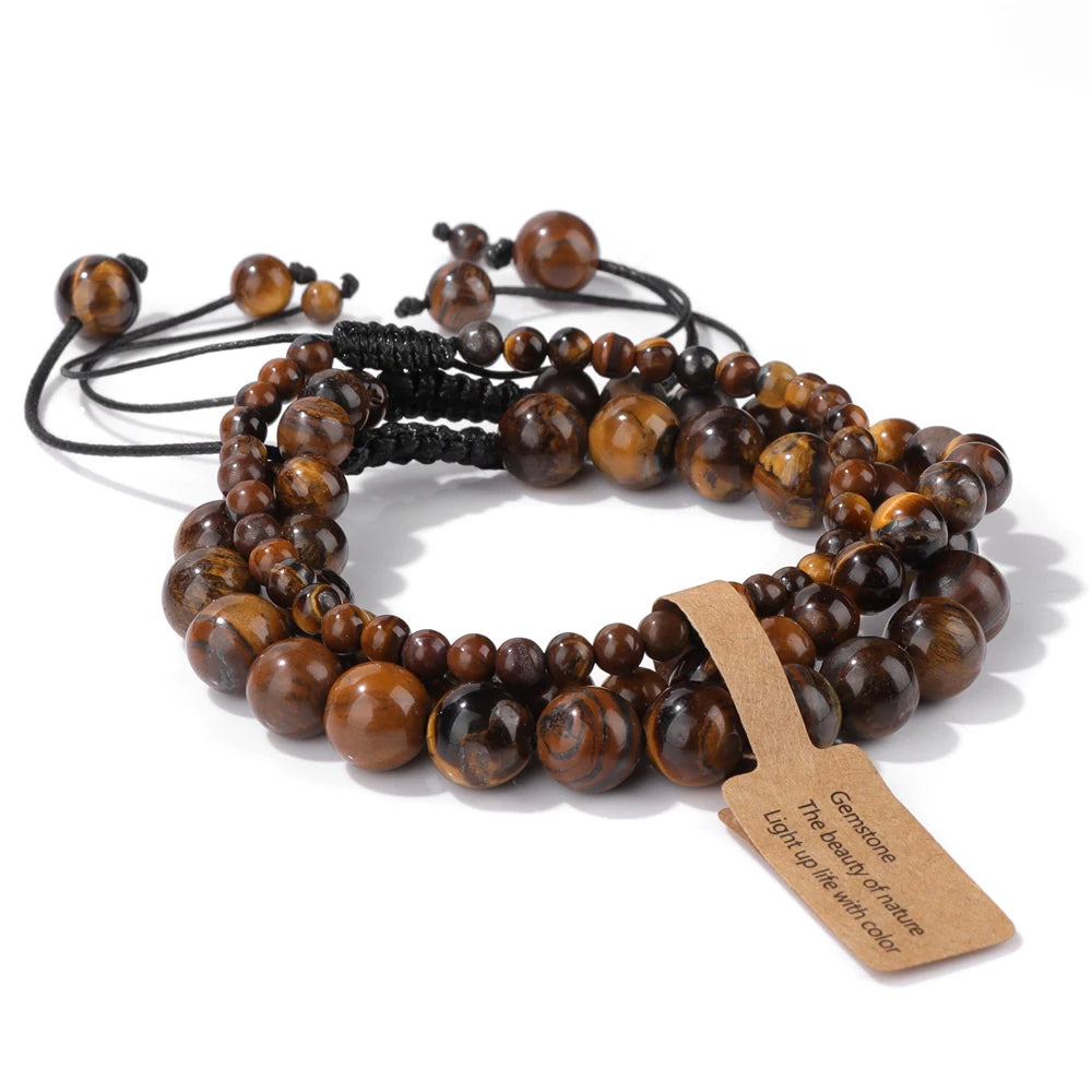 Tejesa  3pcs  Amazonite Bracelets for Women Men 4/6/8mm Beads Braided Bracelet Handmade Adjustable Wristbands Jewelry