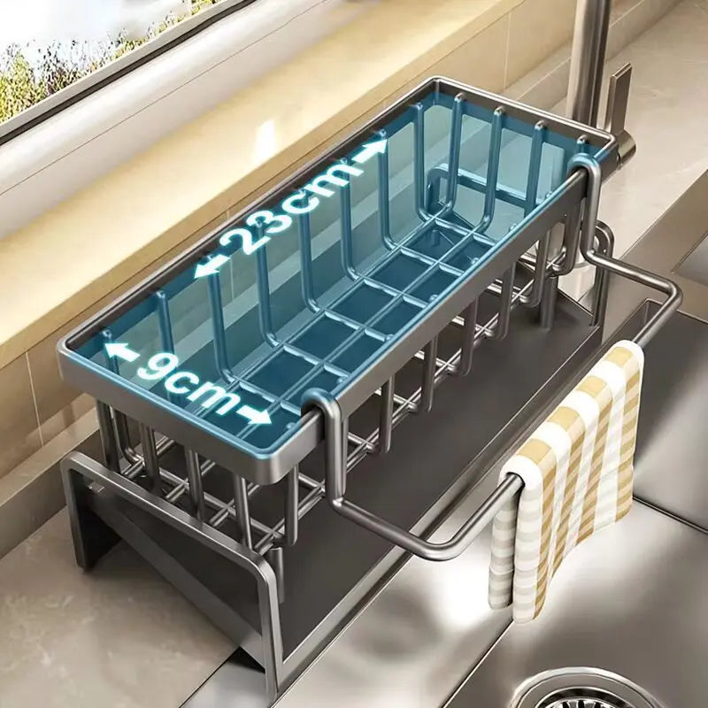 Hemasa Sink drain rack non-stainless steel sponge rack faucet storage soap rack towel rack shelf storage rack