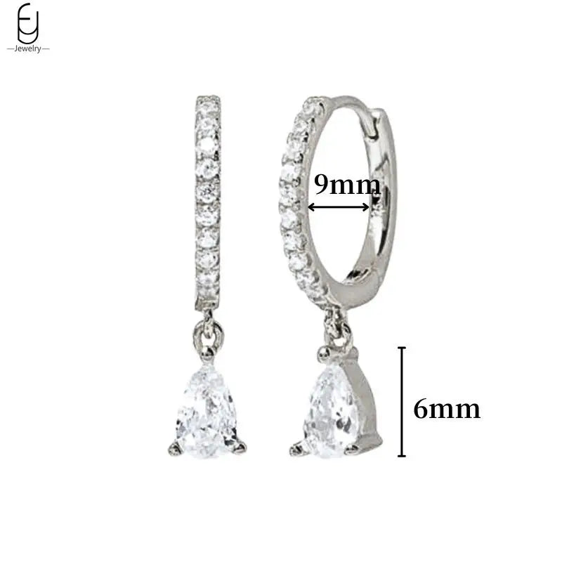 Hemasa 925 Sterling Silver Ear Buckles Fashion Hoop Earrings /White Crystal Luxury Women's Earrings Wedding Women's Jewelry Premium Gift