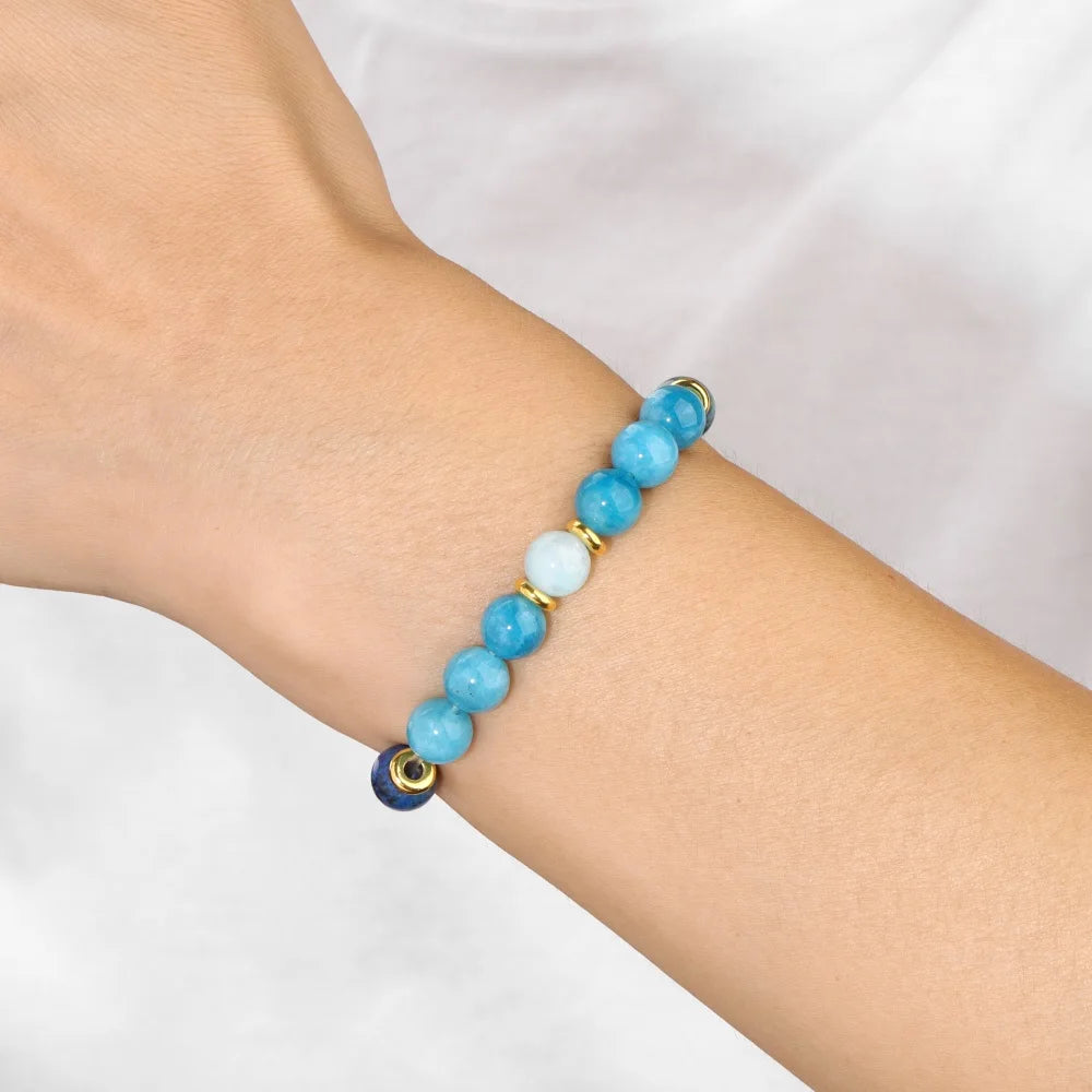 Tejesa Natural Stone Tiger Eye Bracelets For Men Women Lava Black Onyx Labradorite Yoga Elastic Bracelet Good Luck Money Health Jewelry