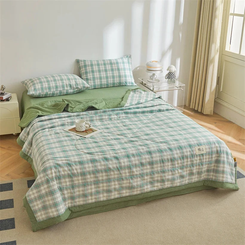 Tejesa Summer 100% Cotton Thin Quilt Comforter Soft Air Conditioning Quilt/Duvet/Blanket Lightweight Bed Cover Soft Bedding