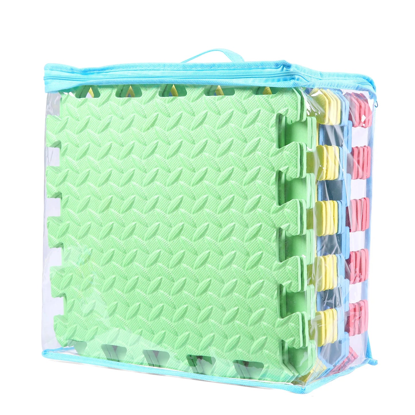 Hemasa 0.4 Inch/16pcs Thick Square Puzzle Mat ,30*30cm EVA Foam Baby Play Mat for Children Room Activities, Red/Yellow/Blue/Green