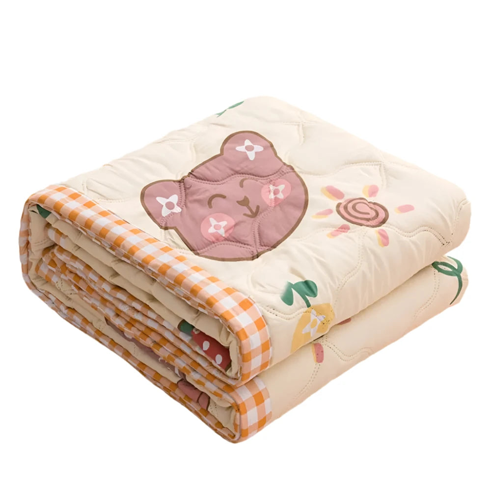 Hemasa  Cute Washable Printed Summer Quilt Soft Comfortable Thin Wadding Blanket
