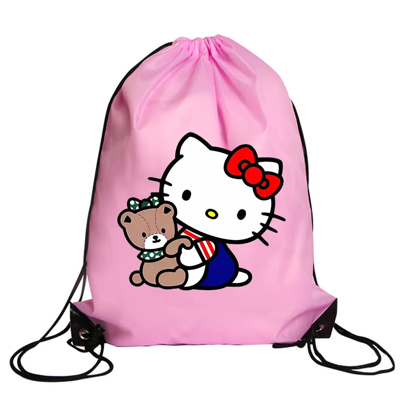 Hemasa Hello Kitty Drawstring Bag Sports Waterproof Backpack   Bags Birthday Cute Gift
