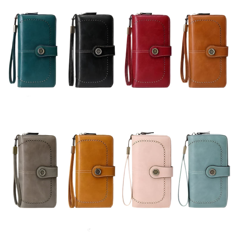 Hemasa High Quality  Leather Wallets For Woman/ Long Zipper Clutch Bag Female Purse Card Holder