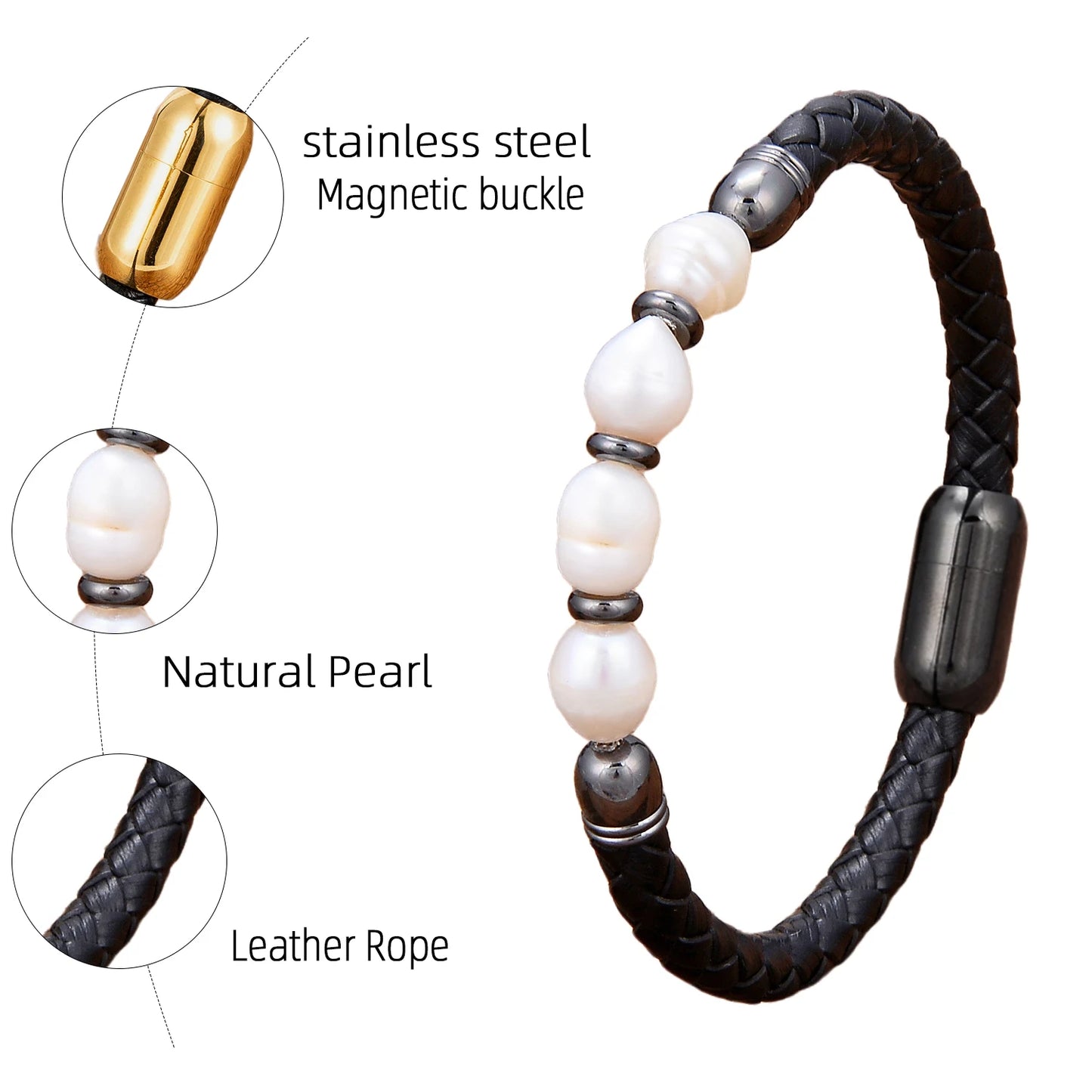 Real Natural Freshwater Pearl Bracelet, 2022 New Fashion Charm Leather Bracelet For Women, High Quality Baroque Wedding Jewelry