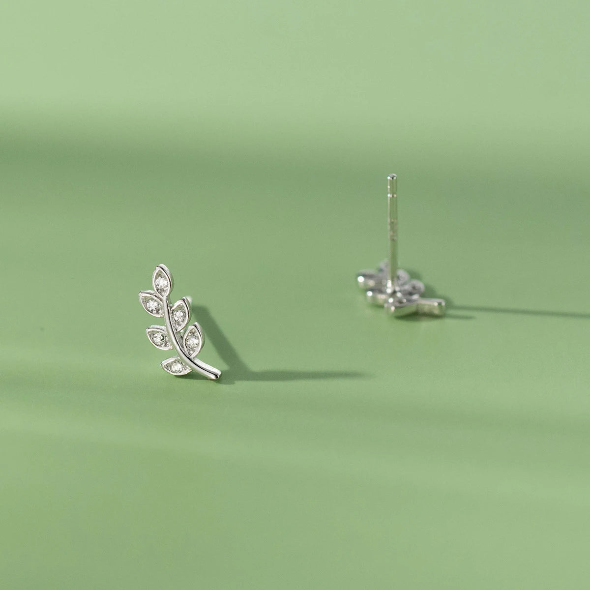 Modian New Sterling Silver 925 Dazzling Zircon Branch Leaves Stud Earrings For Women Plant Ear Studs Korean Style Fine Jewelry