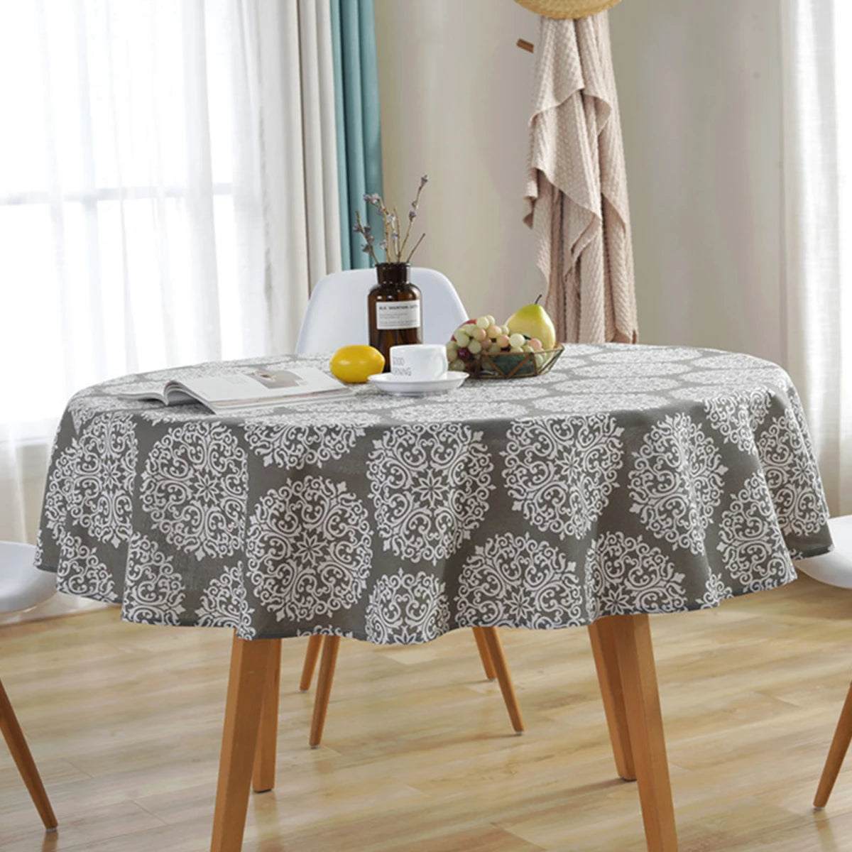 Linen Round Tablecloth Table Cloth Decorative Dust-Proof Table Cover Washable 120/150cm for Dinner Party Wedding Party Decor