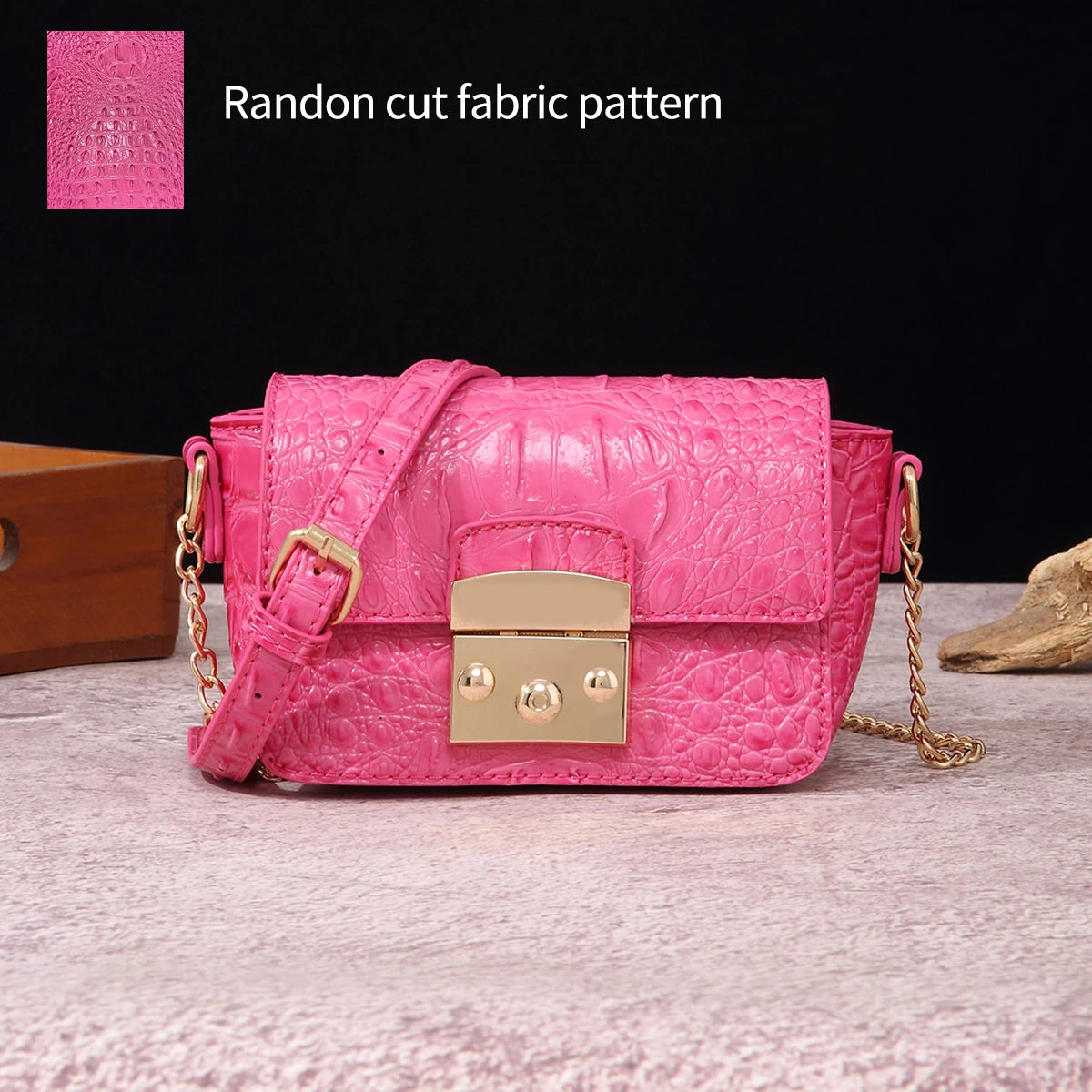 Colorful Crocodile Pattern Mini Lock Flip Phone Bag Crossbody Bag Classic