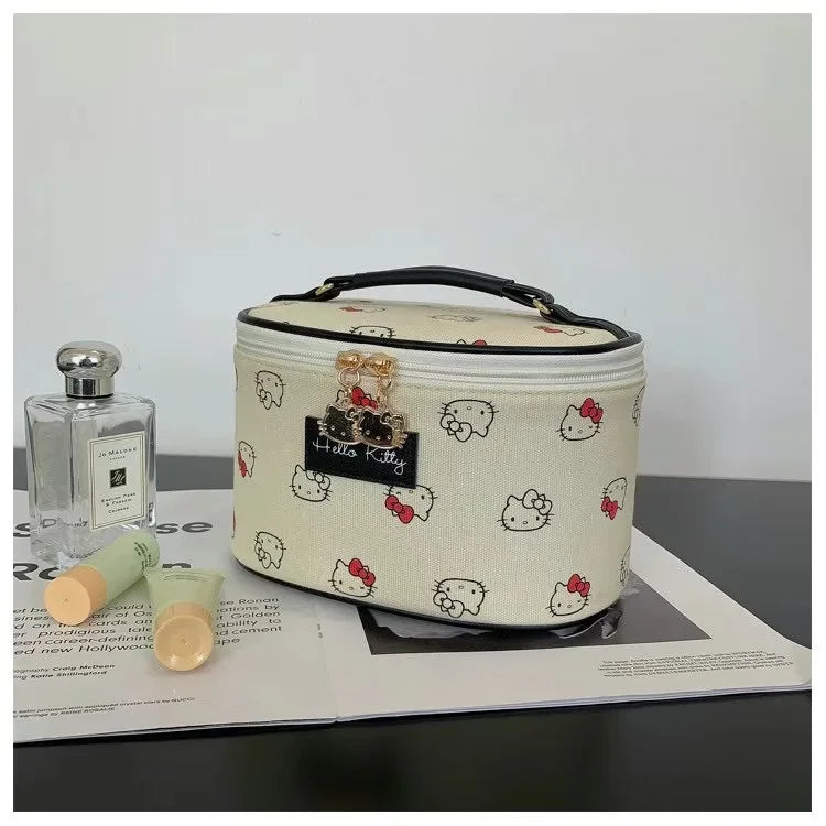 Hemasa 2PCs  Cosmetic Bag Makeup Case Wash Bags Women Bags Make Up Pouch Hello Kitty bag