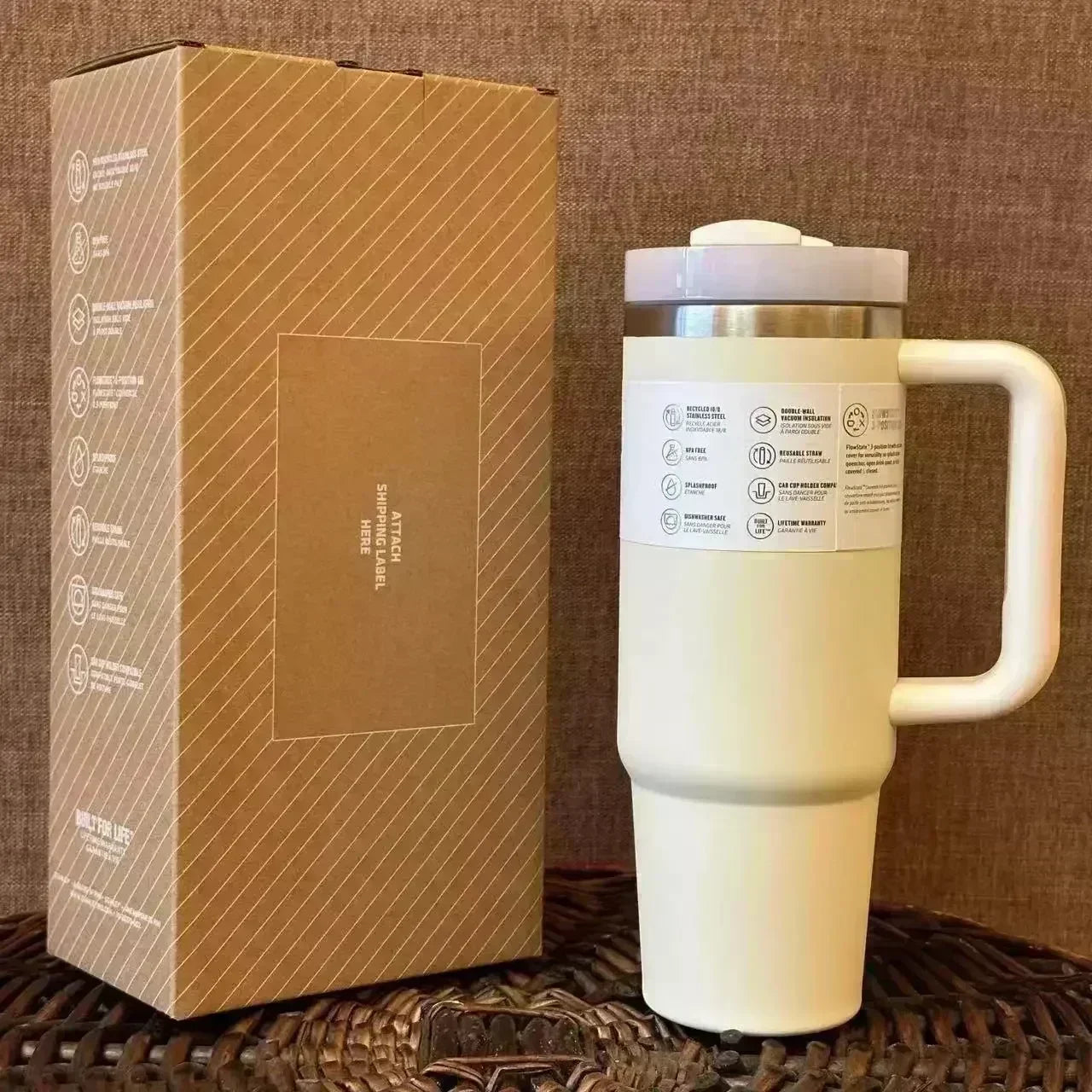 Hemasa 40oz Tumbler FlowState Straw Lid Stainless Steel Vacuum Insulated Car Mug /Double Wall Thermal Iced Travel Cup bottle