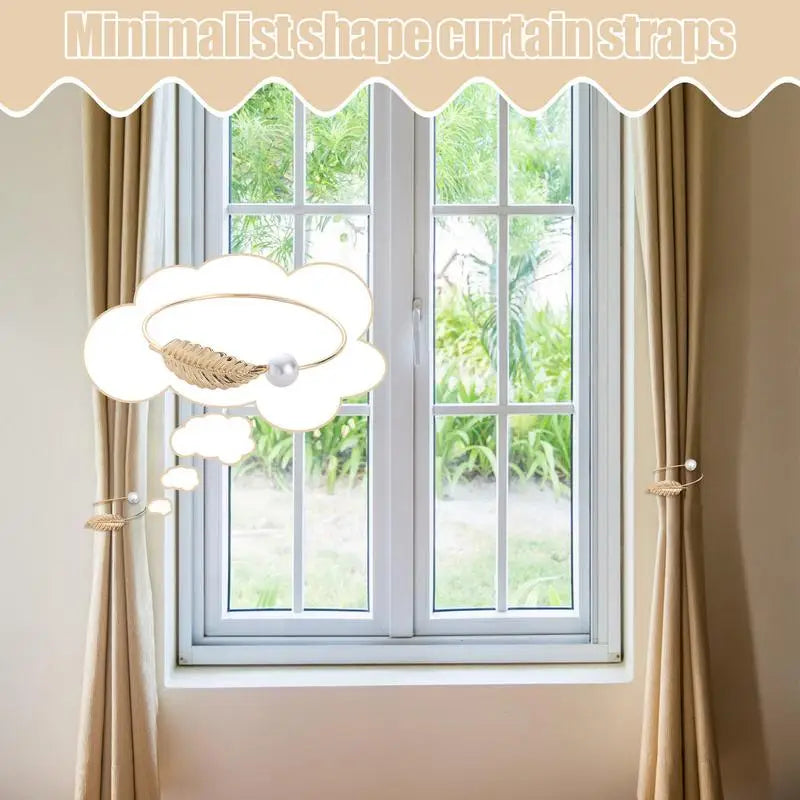 drilling-free Curtain pearl Holdbacks Leaf Design Pullbacks for Curtain Decor Curtain Side Holders Pullbacks for Bedroom Hotel