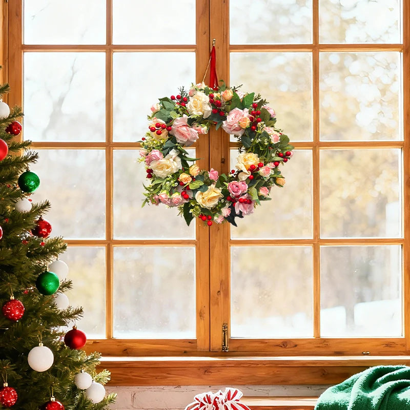 Tejesa Artificial Flower Pastoral Style Wreath Indoor and Outdoor Decoration /Wedding /Birthday /Family