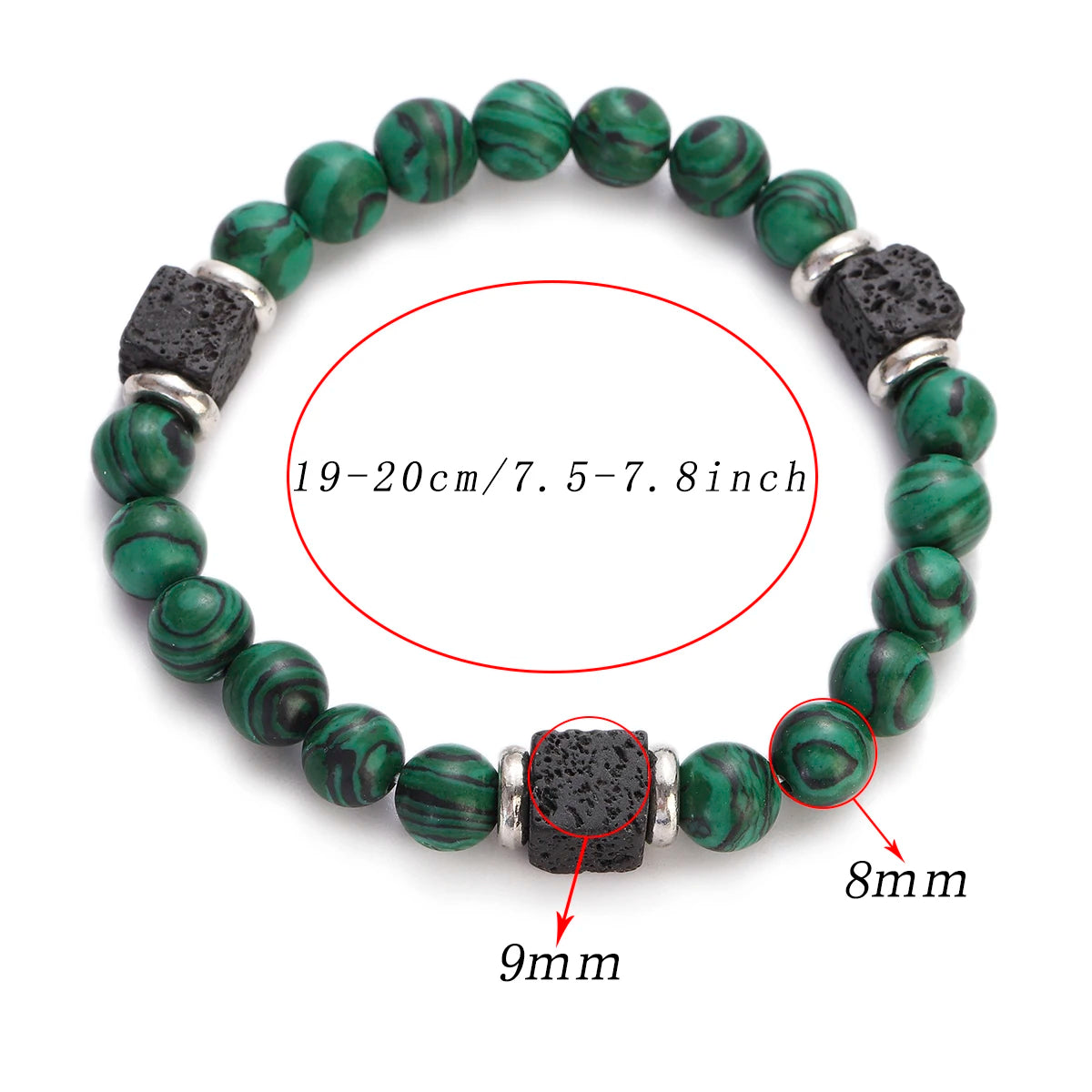 Hemasa Malachite Bracelets  Jewelry Healing Lava Beads Bracelet Pulsera Diabetes Relief Bracelet Women