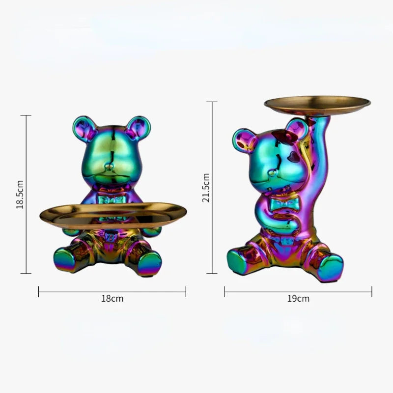 Hemasa  Entrance Key Storage Ornament  Cartoon Plating Violent Bear Tray Desktop Ornament Living Room TV Cabinet Home Decoration