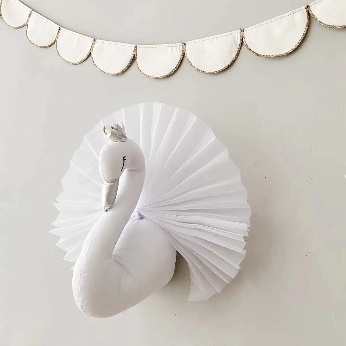 Kids Room Decor White Swan Stuffed Pink Swan Wall Decor For Baby Girl Nursery Decoration 3D Swan For Kids Baby Girl Room Decor