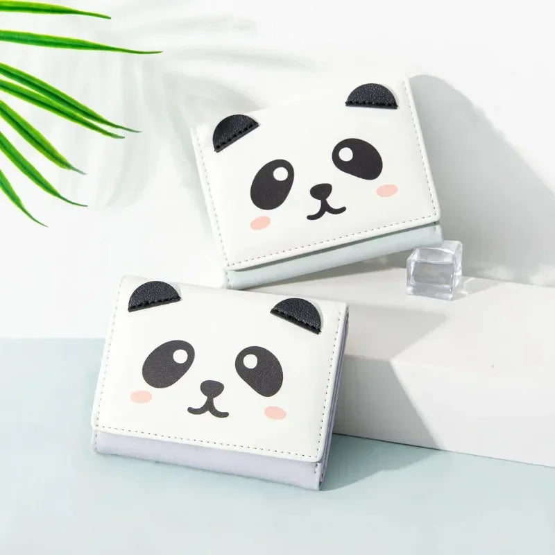 Hemasa Cute Panda Small Money Clip Pocket Wallets for Students Mini Coin Purse