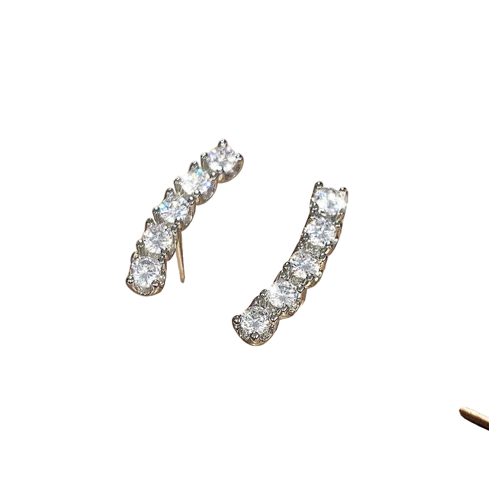 Tejesa Huitan Simple Versatile Women's Cubic Zirconia Stud Earrings Silver Color High Quality Ear Accessory Daily Wear Wedding Jewelry