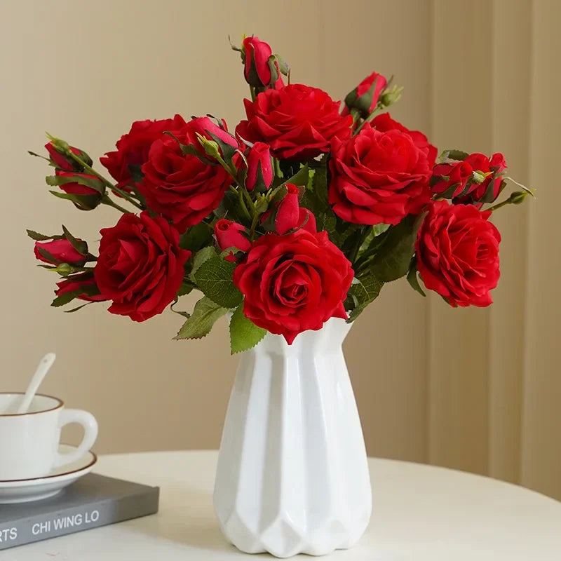 10Pcs High-end Moisturizing Rose Artificial Flowers Luxury Home Decoration Fake Roses Bridal Bouquet Wedding Party Decor Florals