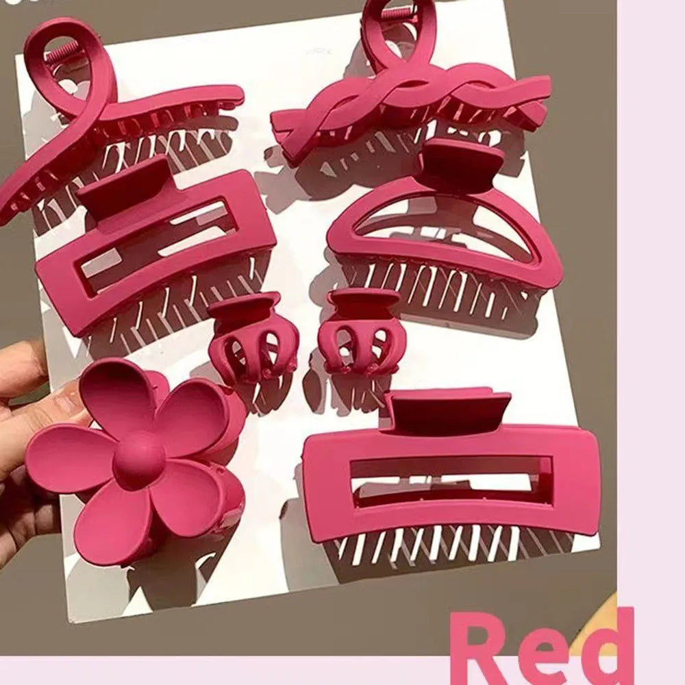 Tejesa 8Pcs/Set New Fashion Gradient Color Hair Clip Acrylic Sweet Girls Ponytail Flower Grabbed Hairpin Woman Headwear Accessories