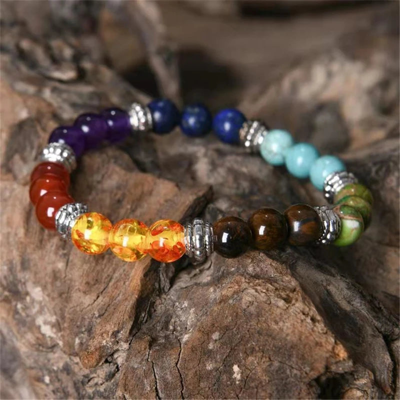 Kolmsta 7 Chakra Reiki Prayer Healing Balancing Bracelet Elephant tree of Life Natural Beads Bracelets Yoga Meditation Jewelry
