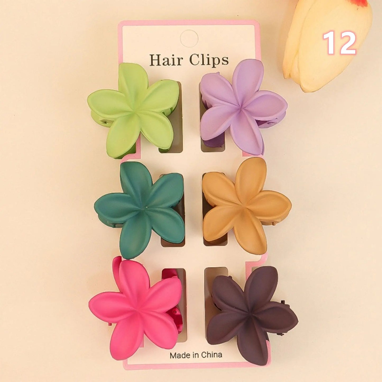 Tejesa 1set/lot 6 pieces of small hibiscus hair clip with gradient color, seaside vacation hair bun magic tool.