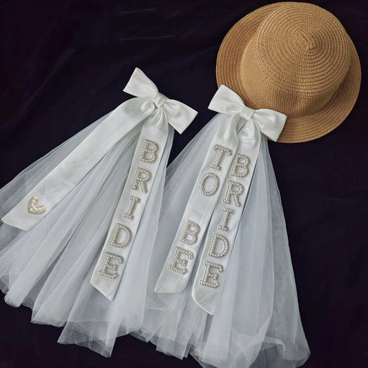 1PCS BRIDE TO BE Butterfly Knot Pearl Headcloth Creative Bridal Shower Party Supplies Engagement Outdoor Wedding  Favor Gifts