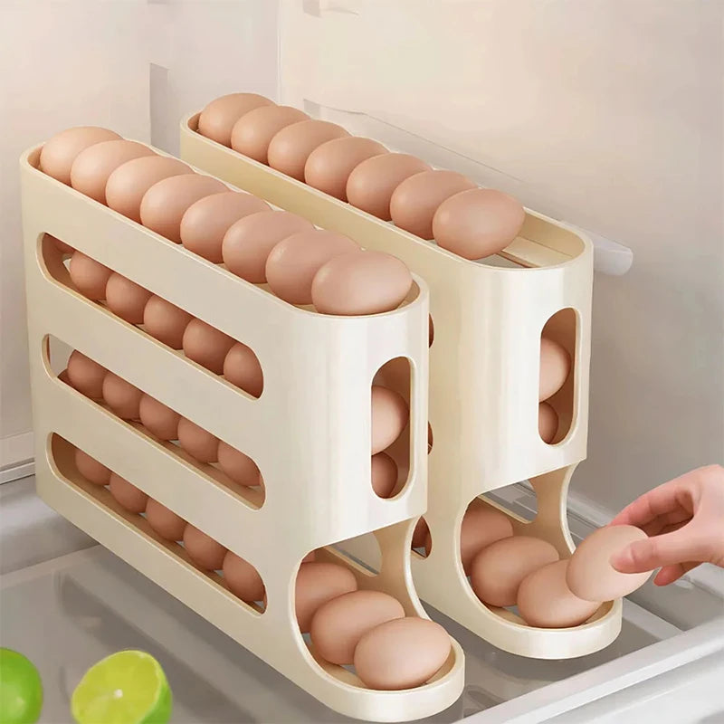 Hemasa Automatic Roll-out Egg Storage Device Household Refrigerator Storage Box Egg Box Can Hold 30 Eggs Tray