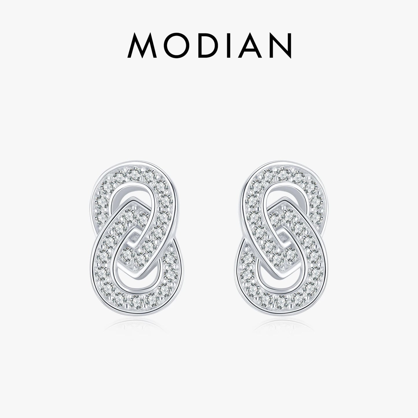 Modian Sparkling Double Circle Ear Pins Classic 925 Sterling Silver Stud Earrings For Women Wedding Statement Jewelry Brincos