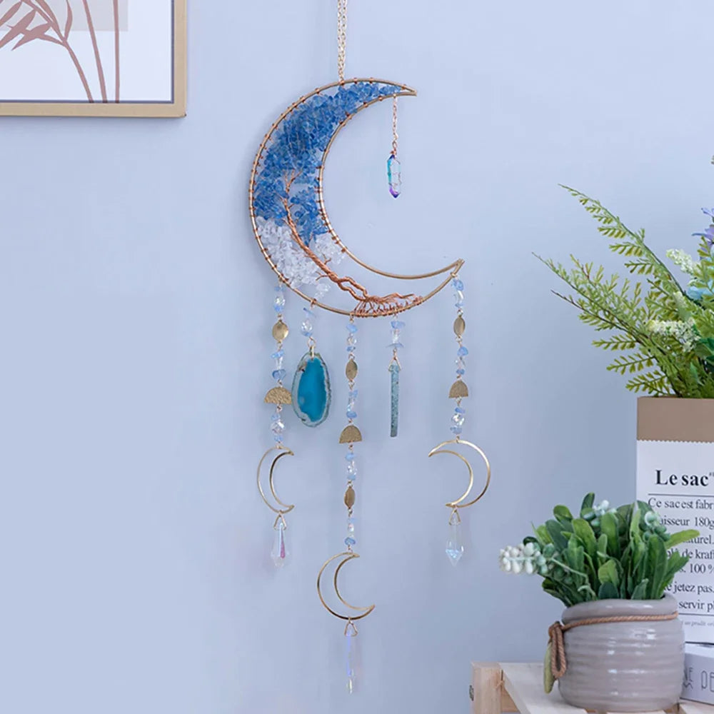 7 Chakra Gemstones Tree Of Life Dream Catchers  Natural Agate Bedroom Wall Hanging Crystal Dream Catcher Home Craft Decorations