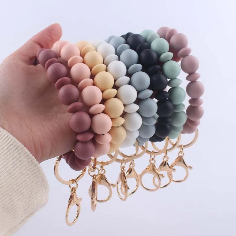 New Silicone Bead Spacer Bead Bracelet Beaded Wrist Keychain Pendant Creative DIY Handmade Beaded Anti Loss Bracelet Keyring
