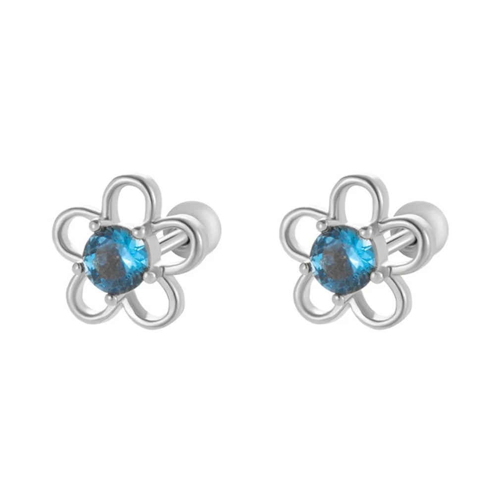 Gold Diasy Zirconia Earrings For Women Copper Inlaid Rhinestone Stud
